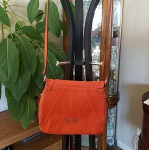Jessica Simpson Crossbody Purse Orange Faux Leather no wear and tear!